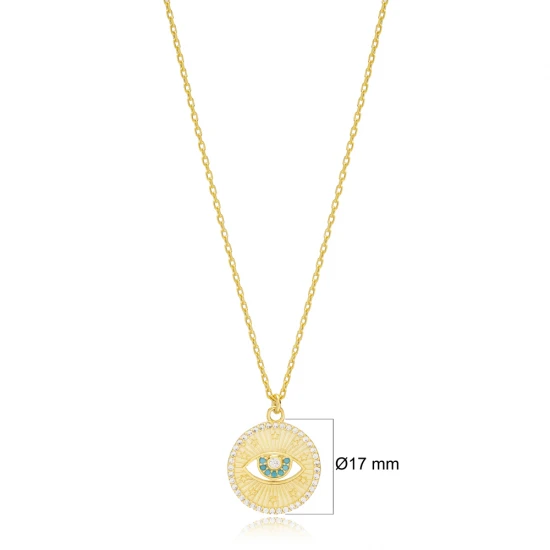 Turquoise Medallion Evil Eye Sterling Silver Necklace Turquoise Medallion Evil Eye Sterling Silver Necklace