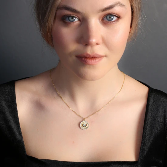 Turquoise Medallion Evil Eye Sterling Silver Necklace Turquoise Medallion Evil Eye Sterling Silver Necklace
