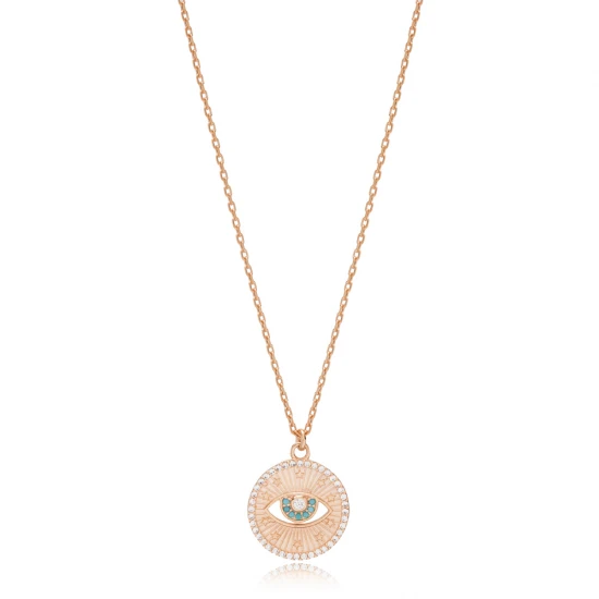 Turquoise Medallion Evil Eye Sterling Silver Necklace Turquoise Medallion Evil Eye Sterling Silver Necklace