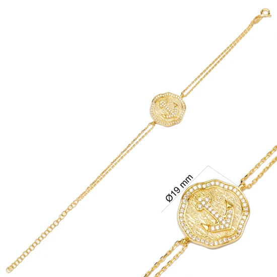 Anchor Round 925 Sterling Silver Bracelet