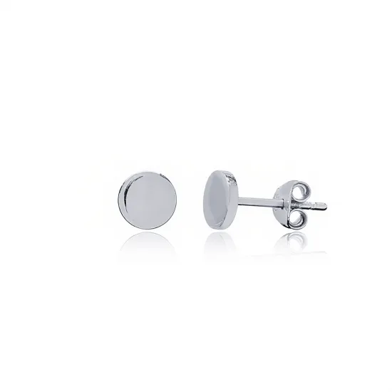 Plain Round Design Sterling Silver Stud Earring Wholesale Handcrafted Turkish Jewelry