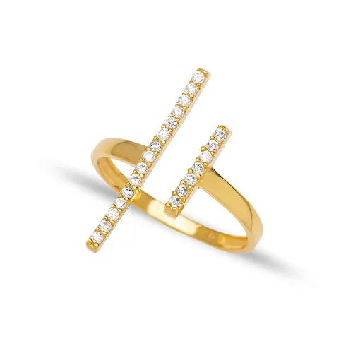 Turkish Micro Pave CZ Bar 925 Sterling Silver Ring