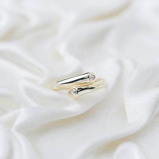 Snake Style Double Drop Shape CZ Adjustable Silver Ring Snake Style Double Drop Shape CZ Adjustable Silver Ring