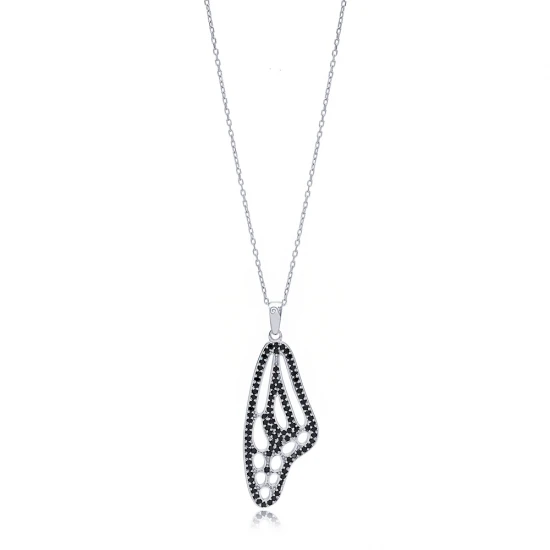 Black No Black Ink Pendant in 925 Sterling Silver
