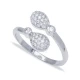Clear Double Pear Open CZ Adjustable 925 Silver Ring | 925 Sterling Silver Wholesale | Sade Silver Clear Double Pear Open CZ Adjustable 925 Silver Ring - Sade 925 Silver Jewelry