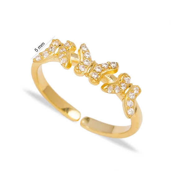 Clear Butterfly Open Band CZ Adjustable 925 Silver Ring Clear Butterfly Open Band CZ Adjustable 925 Silver Ring