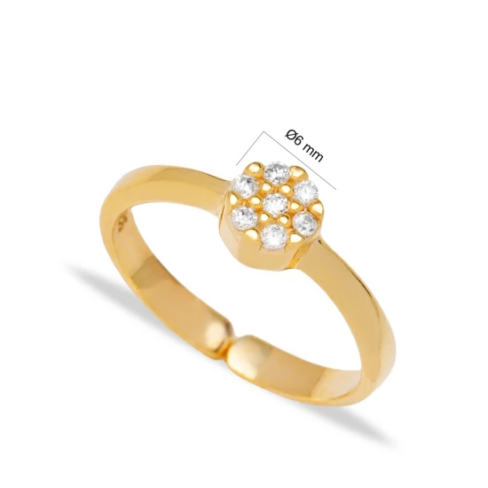 Clear Flower Solitaire CZ Adjustable 925 Silver Ring - Sade 925 Silver Jewelry