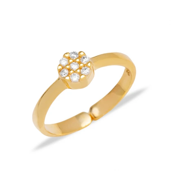 Clear Flower Solitaire CZ Adjustable 925 Silver Ring - Sade 925 Silver Jewelry