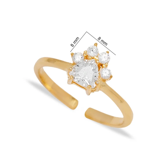 Paw Shiny CZ Style Popular Women Adjustable Silver Ring | 925 Sterling Silver Wholesale | Sade Silver Paw Shiny CZ Style Popular Women Adjustable Silver Ring - Sade 925 Silver Jewelry