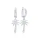 Minimalist Palm Tree Dainty Dangle 925 Silver Earrings