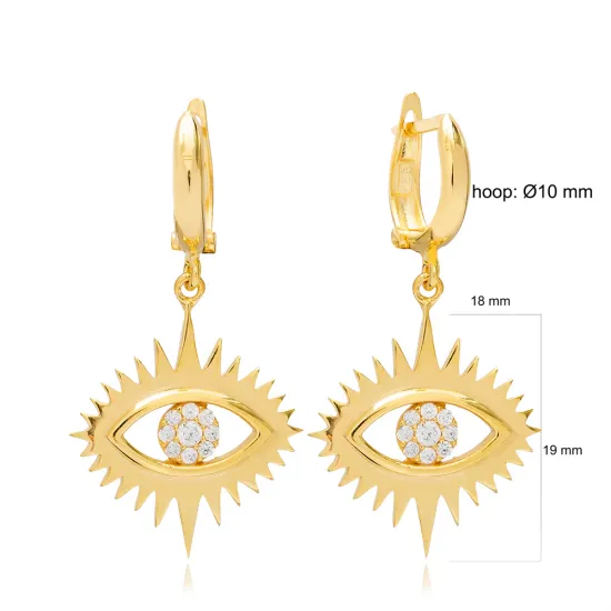 Evil Eye Dangle Earrings in 925 Sterling Silver Evil Eye Dangle Earrings in 925 Sterling Silver