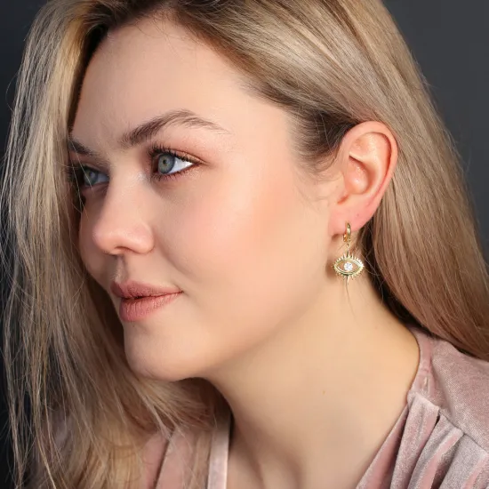 Evil Eye Dangle Earrings in 925 Sterling Silver Evil Eye Dangle Earrings in 925 Sterling Silver