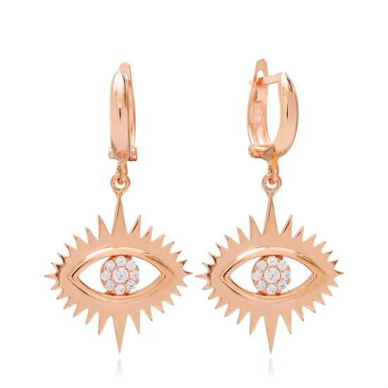 Evil Eye Dangle Earrings in 925 Sterling Silver Evil Eye Dangle Earrings in 925 Sterling Silver