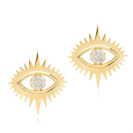 Turkish Evil Eye 925 Silver Stud Earrings Turkish Evil Eye 925 Silver Stud Earrings