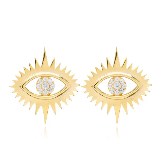 Turkish Evil Eye 925 Silver Stud Earrings Turkish Evil Eye 925 Silver Stud Earrings