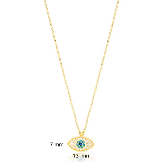 Chic Evil Eye 925 Sterling Silver Necklace | 925 Sterling Silver Wholesale | Sade Silver Chic Evil Eye 925 Sterling Silver Necklace - Sade 925 Silver Jewelry