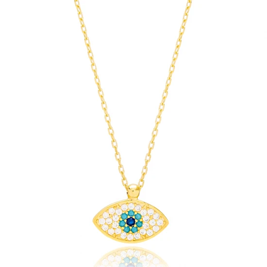 Chic Evil Eye 925 Sterling Silver Necklace | 925 Sterling Silver Wholesale | Sade Silver Chic Evil Eye 925 Sterling Silver Necklace - Sade 925 Silver Jewelry