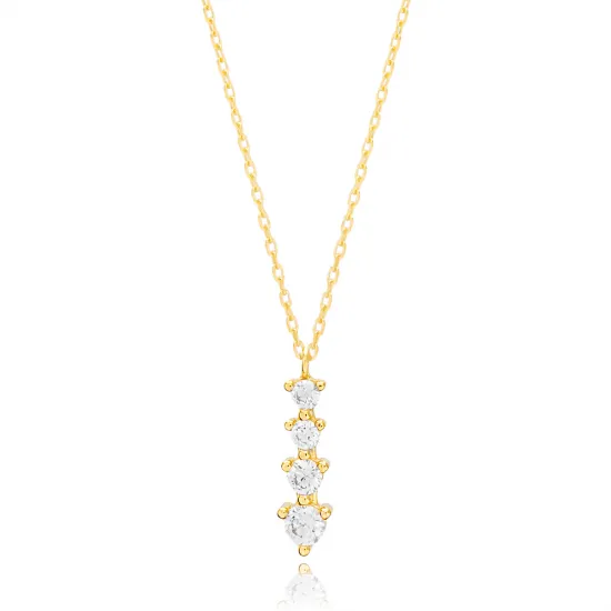 Stick Dainty Shiny CZ 925 Sterling Silver Necklace