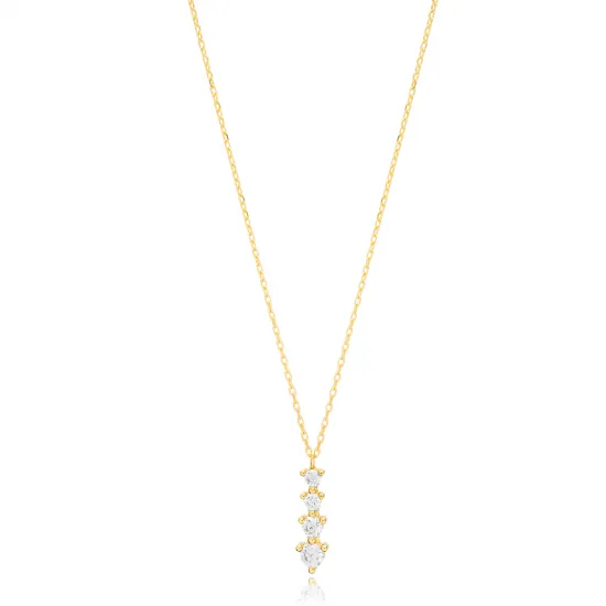 Stick Dainty Shiny CZ 925 Sterling Silver Necklace