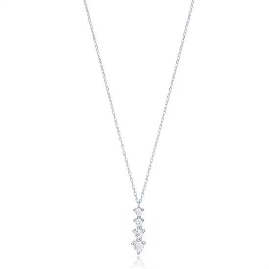 Stick Dainty Shiny CZ 925 Sterling Silver Necklace