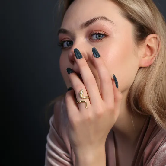 CZ Dainty Snake Women 925 Sterling Silver Ring - Sade 925 Silver Jewelry