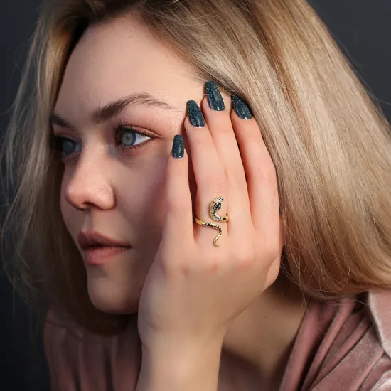 Sapphire Snake Women 925 Sterling Silver Ring Sapphire Snake Women 925 Sterling Silver Ring
