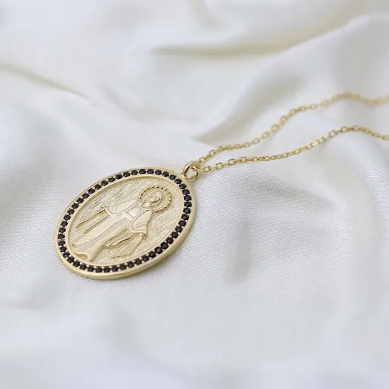 Medallion Style Oval Shape Jesus Design Black Zircon Stone Pendant Necklace 925 Silver Jewelry Medallion Style Oval Shape Jesus Design Black Zircon Stone Pendant Necklace 925 Silver Jewelry