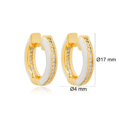 White Enamel CZ 925 Sterling Silver Earrings