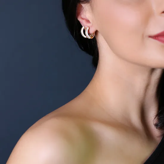 White Enamel Zircon Stone Hoop Earrings Turkish Wholesale 925 Sterling Silver Jewelry