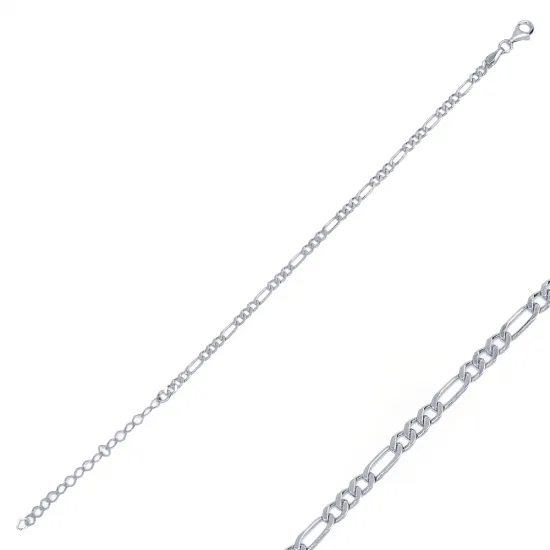 Popular Figaro Chain 925 Sterling Silver Bracelet | 925 Sterling Silver Wholesale | Sade Silver Popular Figaro Chain 925 Sterling Silver Bracelet - Sade 925 Silver Jewelry