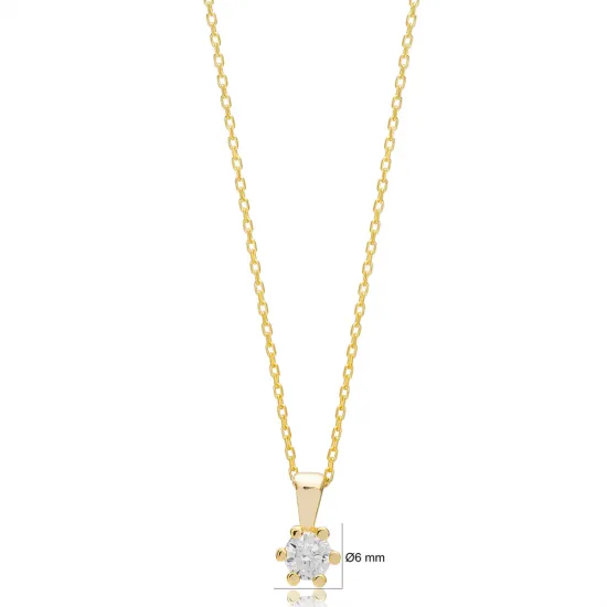 Dainty Round Six Claw CZ 925 Sterling Silver Necklace Dainty Round Six Claw CZ 925 Sterling Silver Necklace