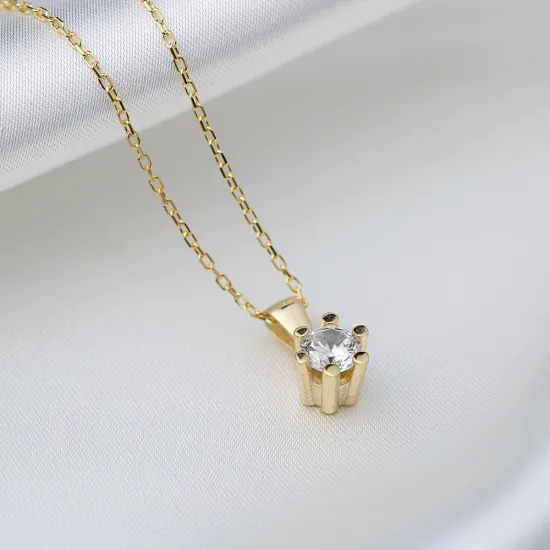Dainty Round Six Claw CZ 925 Sterling Silver Necklace Dainty Round Six Claw CZ 925 Sterling Silver Necklace