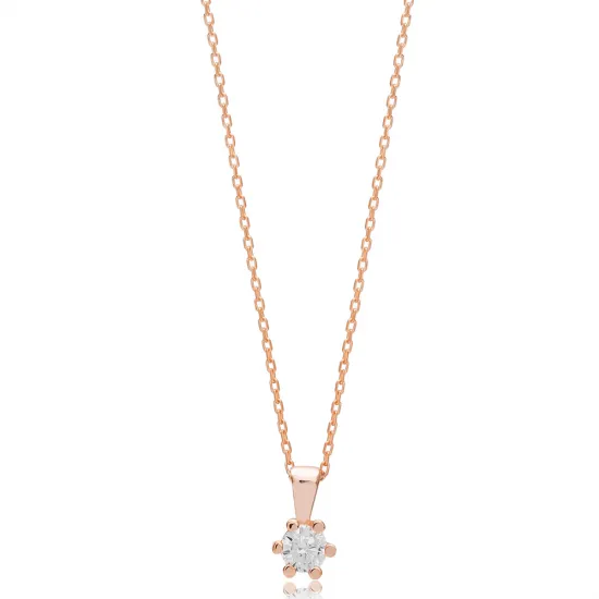 Dainty Round Six Claw CZ 925 Sterling Silver Necklace Dainty Round Six Claw CZ 925 Sterling Silver Necklace