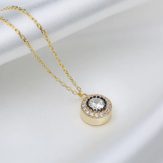 Trendy Round Style Zircon Stone Charm Pendant Necklace Turkish Wholesale 925 Sterling Silver Jewelry Trendy Round Style Zircon Stone Charm Pendant Necklace Turkish Wholesale 925 Sterling Silver Jewelry