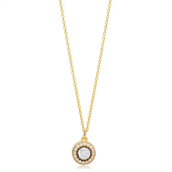 Trendy Round Style Zircon Stone Charm Pendant Necklace Turkish Wholesale 925 Sterling Silver Jewelry Trendy Round Style Zircon Stone Charm Pendant Necklace Turkish Wholesale 925 Sterling Silver Jewelry