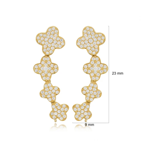 Four Leaf Clover Leaf 925 Sterling Silver Earrings Four Leaf Clover Leaf 925 Sterling Silver Earrings