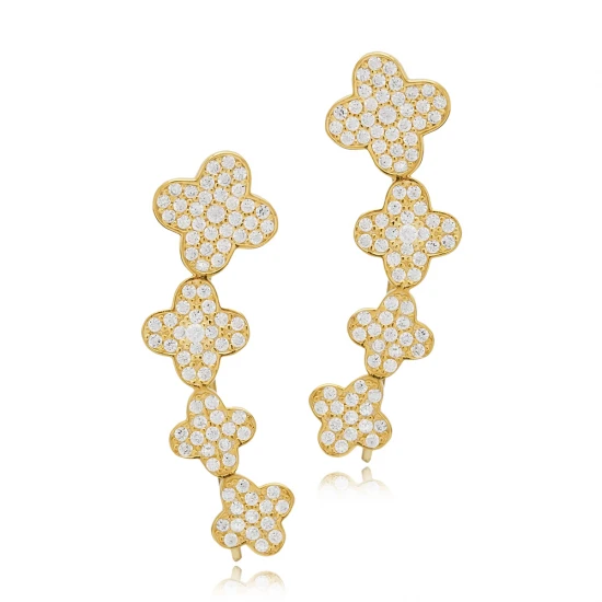 Four Leaf Clover Leaf 925 Sterling Silver Earrings Four Leaf Clover Leaf 925 Sterling Silver Earrings