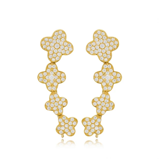 Four Leaf Clover Leaf 925 Sterling Silver Earrings Four Leaf Clover Leaf 925 Sterling Silver Earrings