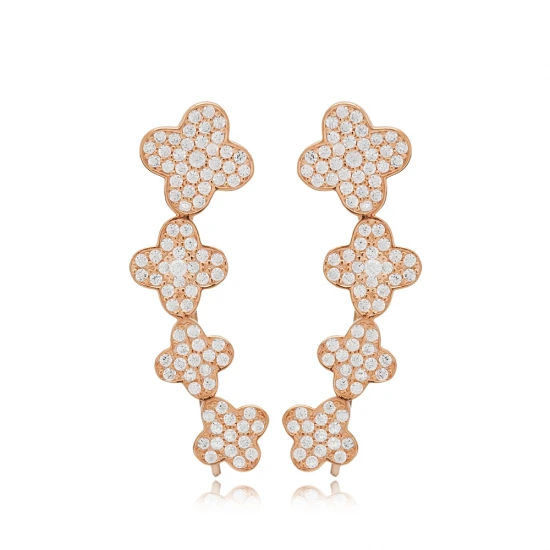 Four Leaf Clover Leaf 925 Sterling Silver Earrings Four Leaf Clover Leaf 925 Sterling Silver Earrings
