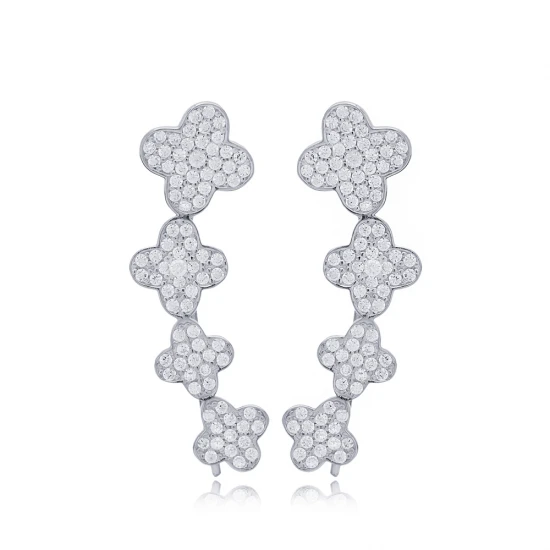 Four Leaf Clover Leaf 925 Sterling Silver Earrings Four Leaf Clover Leaf 925 Sterling Silver Earrings