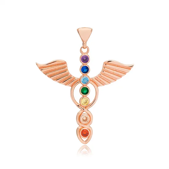 Rainbow Mix Stone Dainty Wing Charm Pendant 925 Sterling Silver Handmade Turkish Jewelry Rainbow Mix Stone Dainty Wing Charm Pendant 925 Sterling Silver Handmade Turkish Jewelry