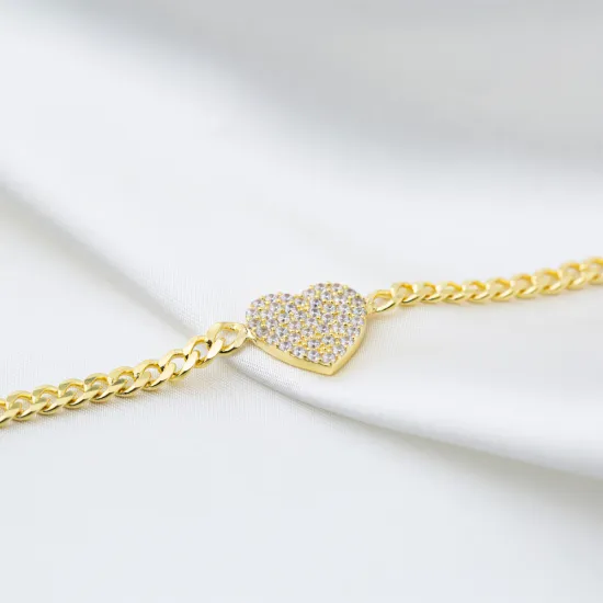 Heart Design Stylish Charm Bracelet Wholesale Turkish 925 Sterling Silver Jewelry
