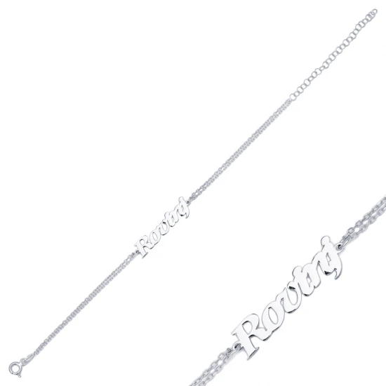 Personalized Custom Name Customized 925 Silver Bracelet | 925 Sterling Silver Wholesale | Sade Silver Personalized Custom Name Customized 925 Silver Bracelet - Sade 925 Silver Jewelry