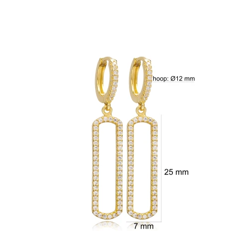 Dainty Geometric Dangle Women Sterling Silver Earrings