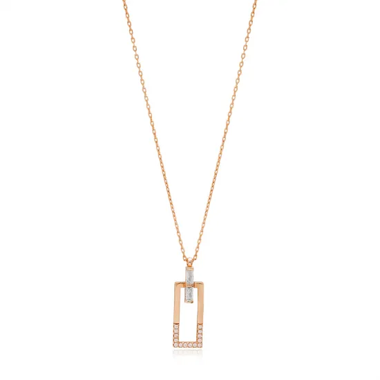 Rectangle Shape Geometric 925 Sterling Silver Necklace Rectangle Shape Geometric 925 Sterling Silver Necklace