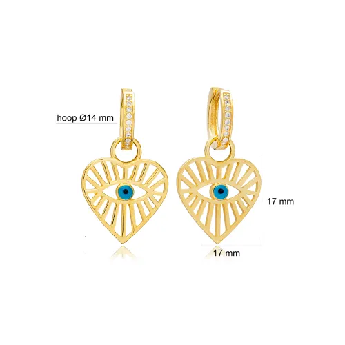 Popular Evil Eye Heart Pattern Dangle Silver Earrings