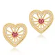 Heart Pattern Design Ruby Stud Earrings