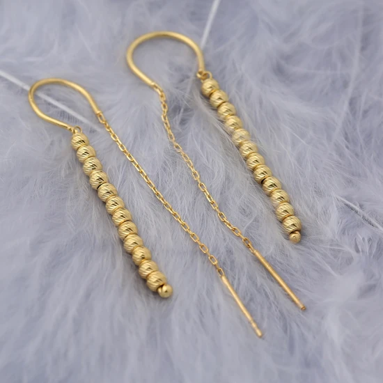 Ball Threader Long 925 Sterling Silver Earrings | 925 Sterling Silver Wholesale | Sade Silver Ball Threader Long 925 Sterling Silver Earrings - Sade 925 Silver Jewelry