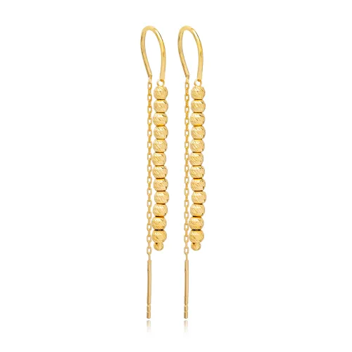 Ball Threader Long 925 Sterling Silver Earrings