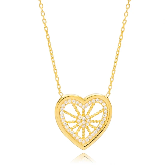 Handmade Heart CZ 925 Sterling Silver Necklace Handmade Heart CZ 925 Sterling Silver Necklace